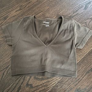 Garage Brown Ribbed Crop Top Size Medium
